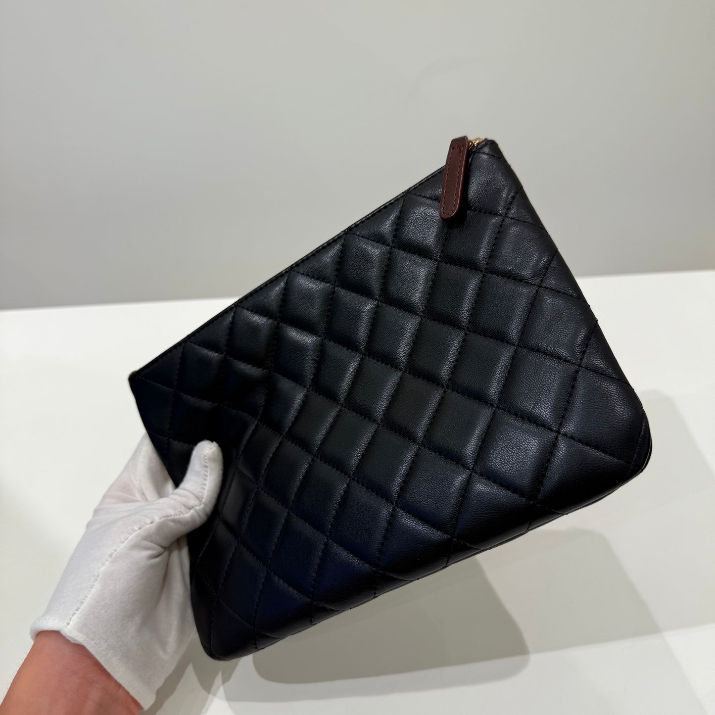 Chanel Black Gold Lambskin Handbag & card