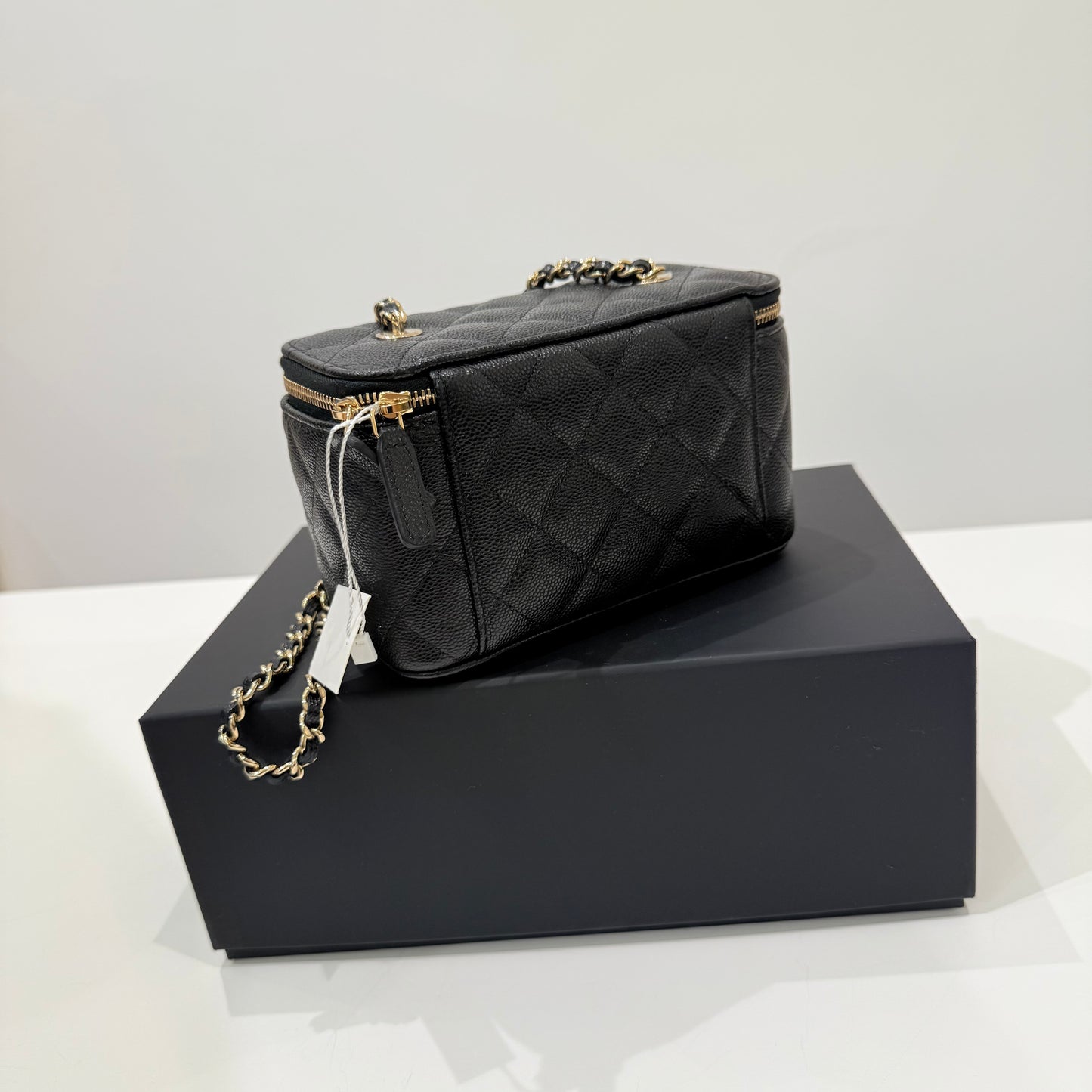 Chanel Black Gold Caviar Vanity Case