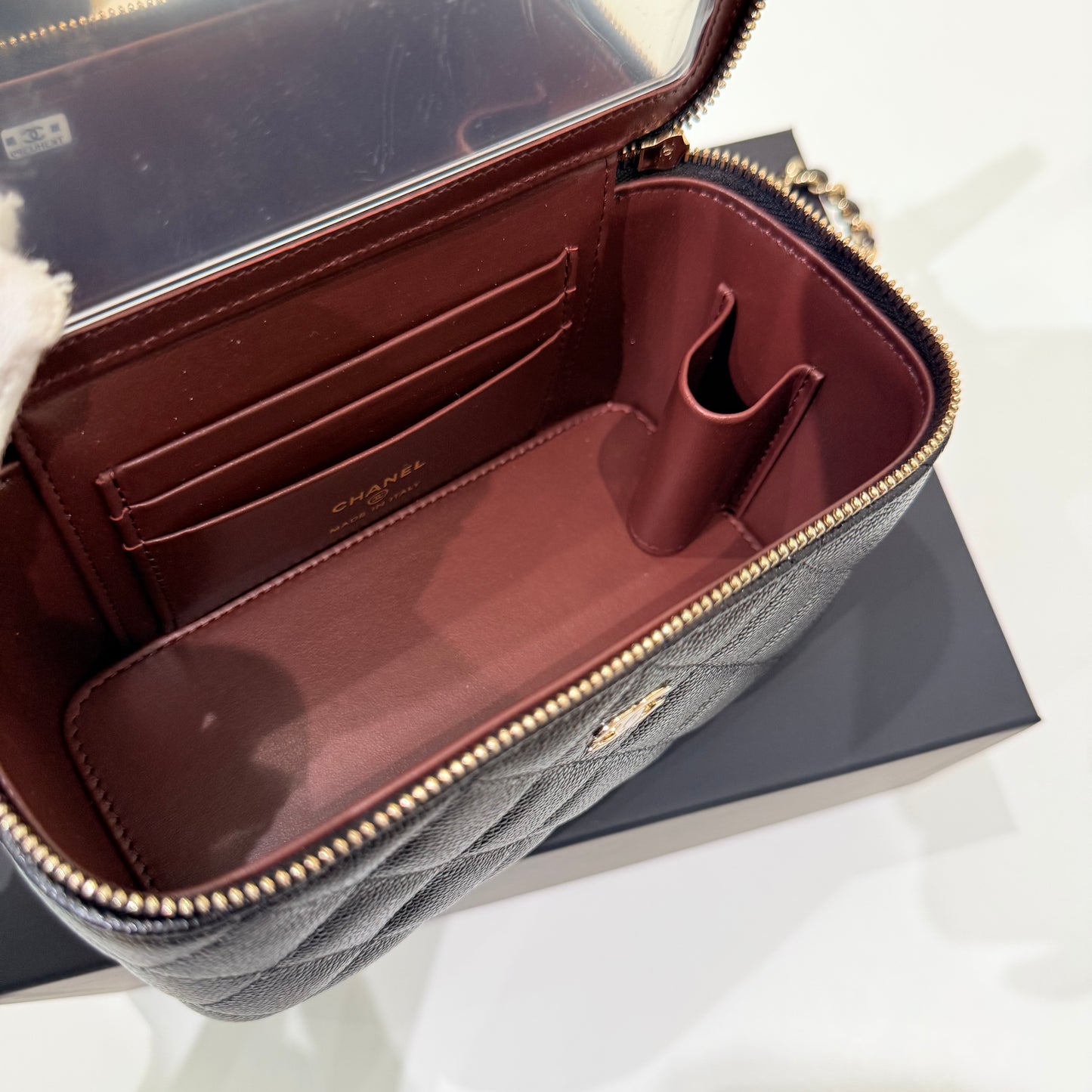 Chanel Black Gold Caviar Vanity Case