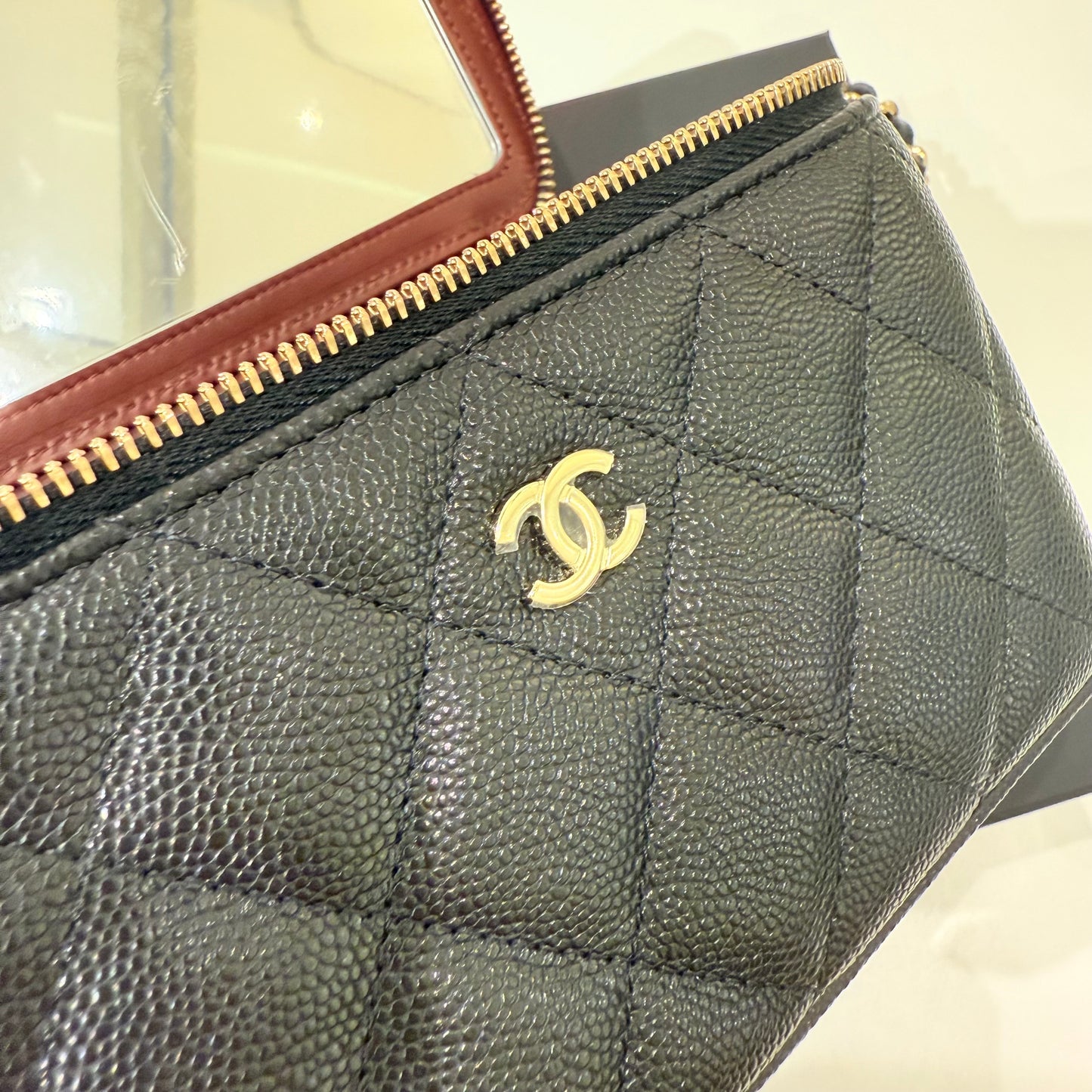 Chanel Black Gold Caviar Vanity Case
