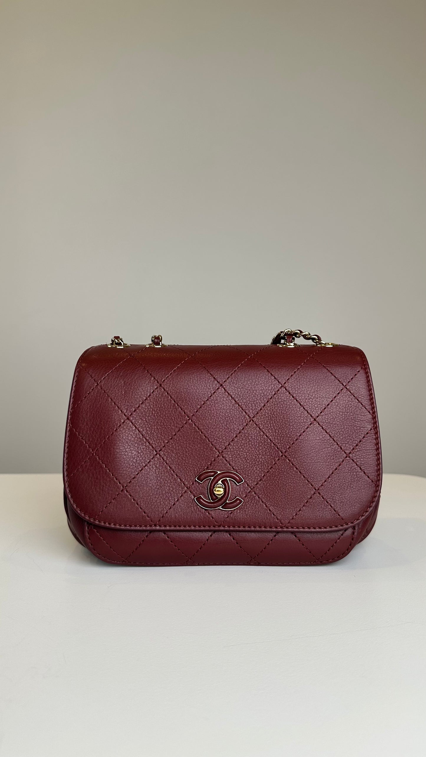 Chanel Red Calfskin Crossbody Bag Small Size