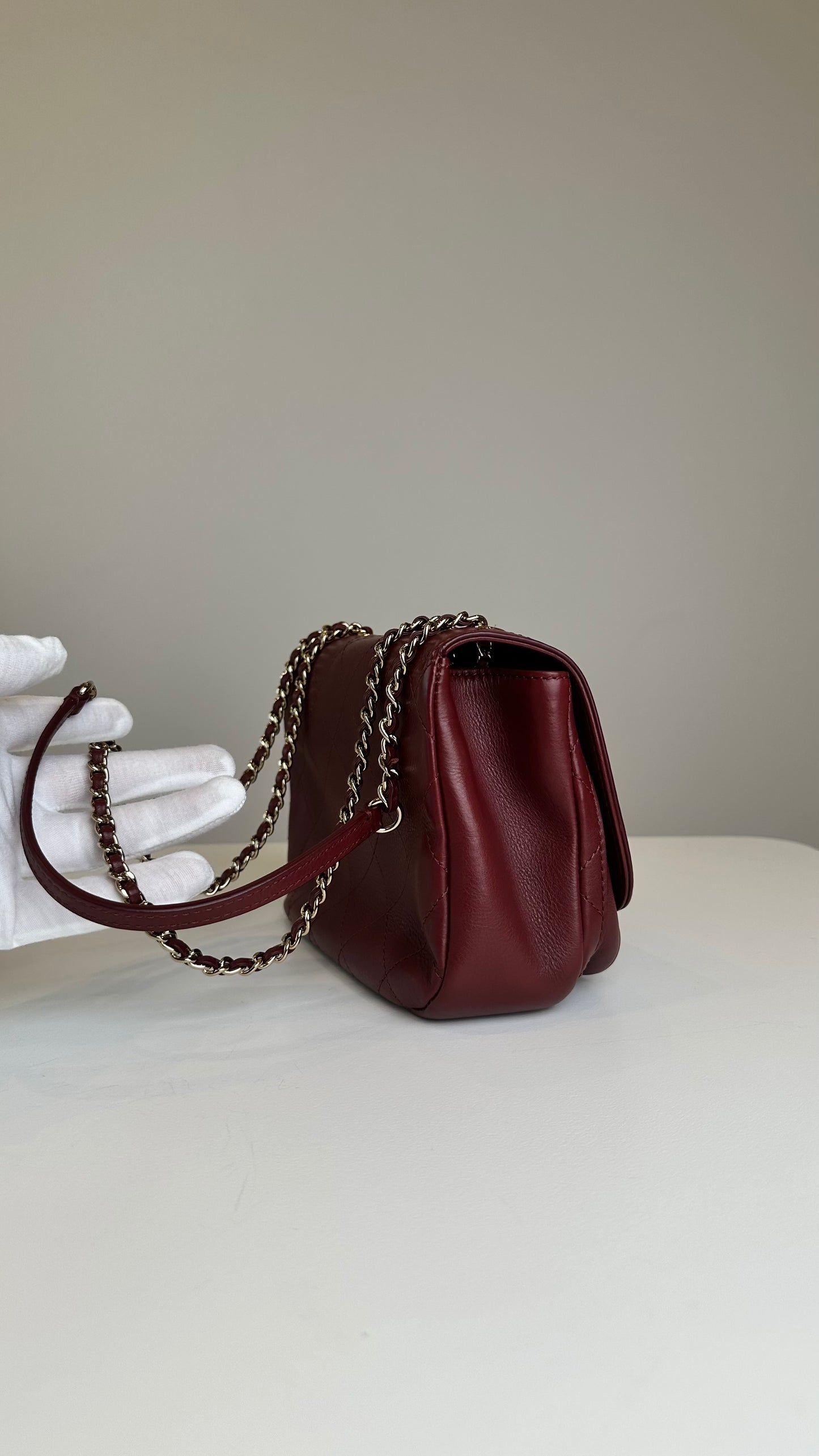 Chanel Red Calfskin Crossbody Bag Small Size
