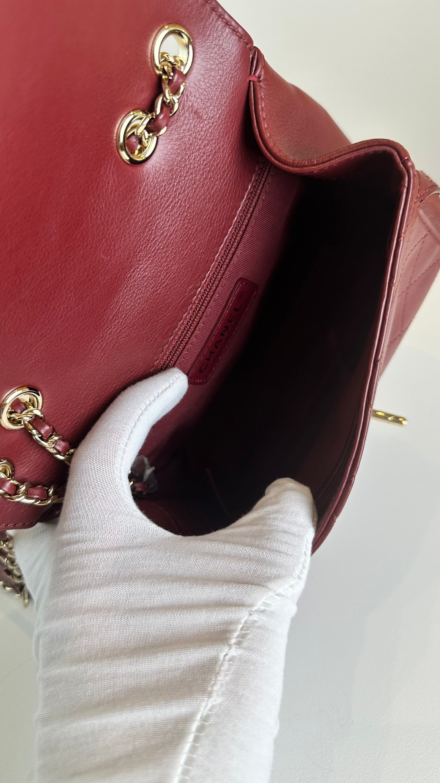 Chanel Red Calfskin Crossbody Bag Small Size