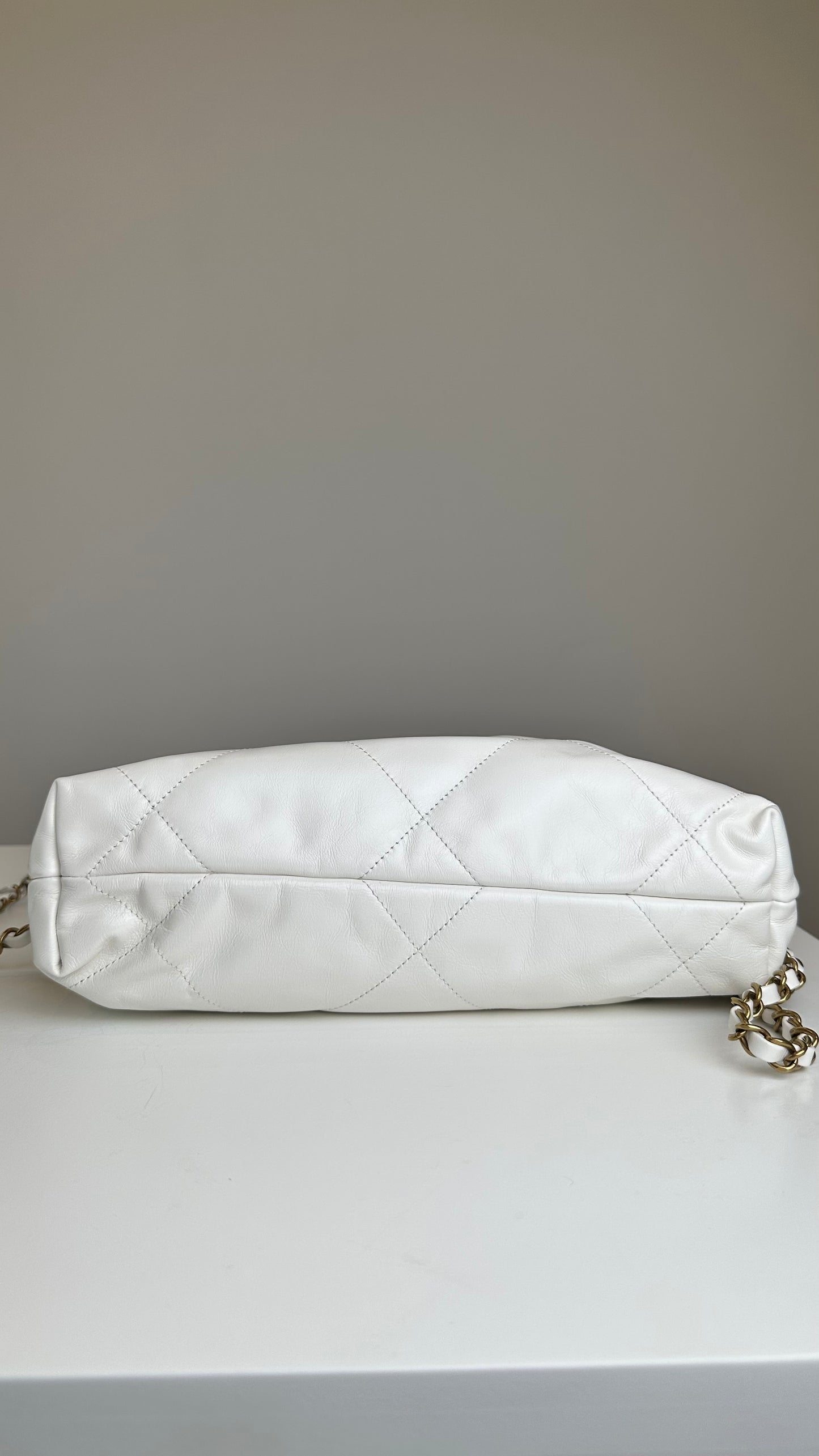 Chanel White & Gold 22 Bag Small Size with chip