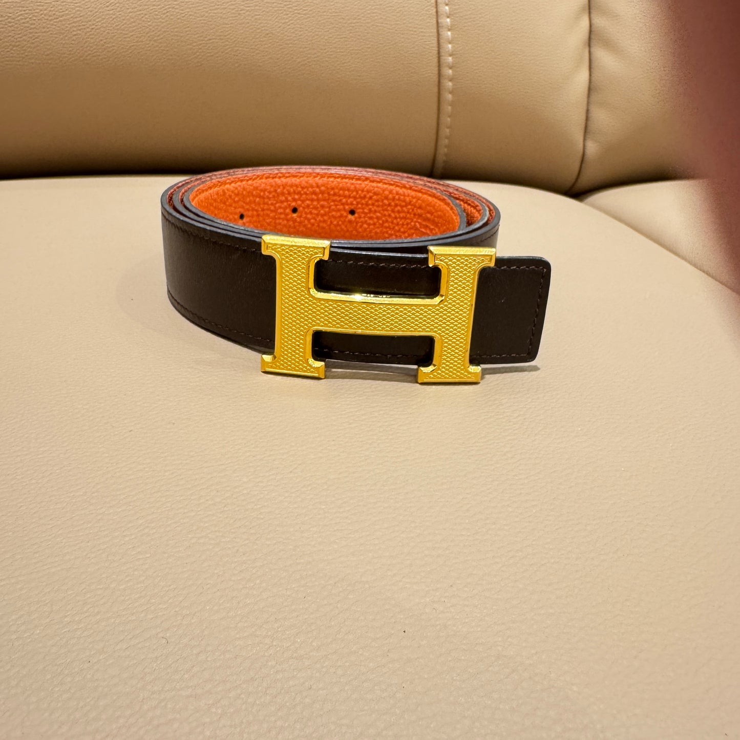 Hermes Dark Brown & Gold Belt