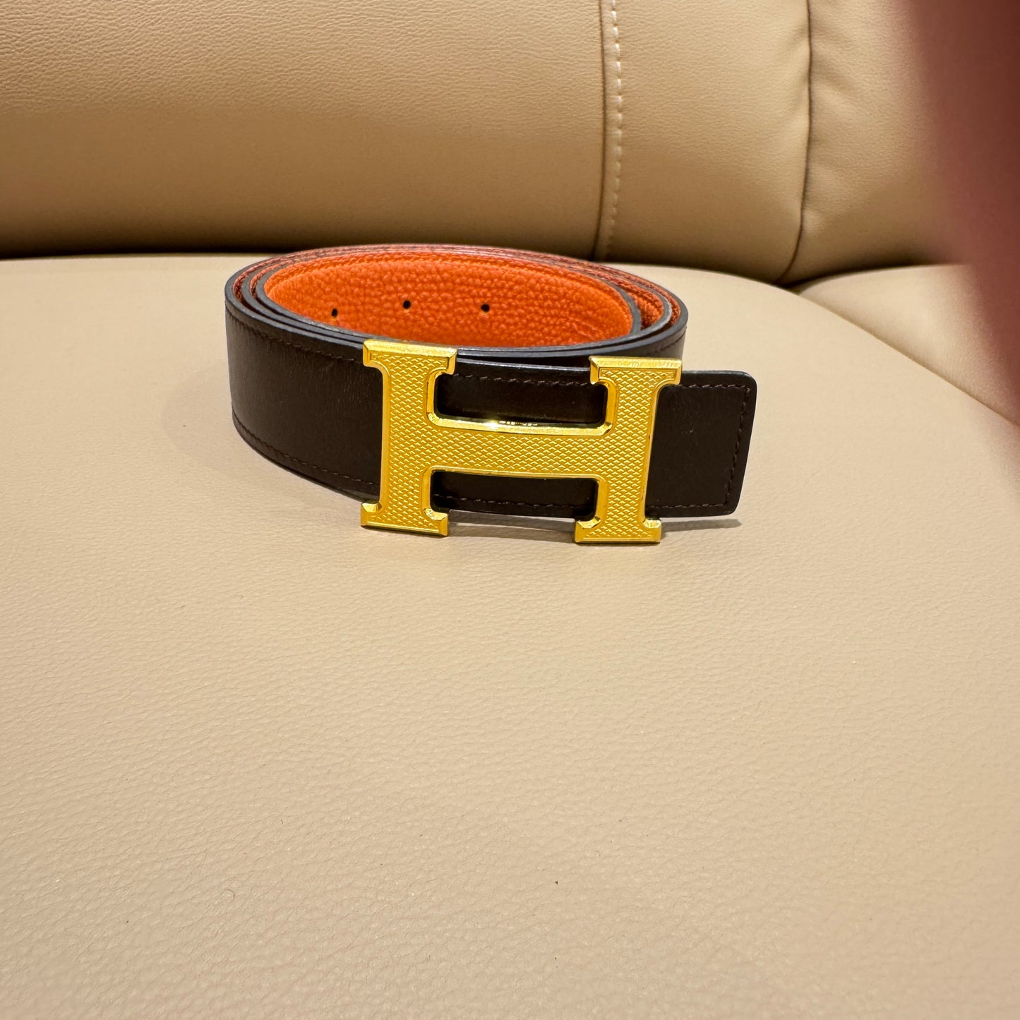 Hermes Dark Brown & Gold Belt