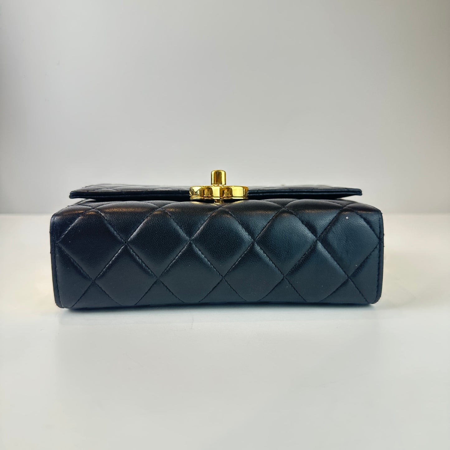 Chanel 21K Black Lambskin Gold CC Case