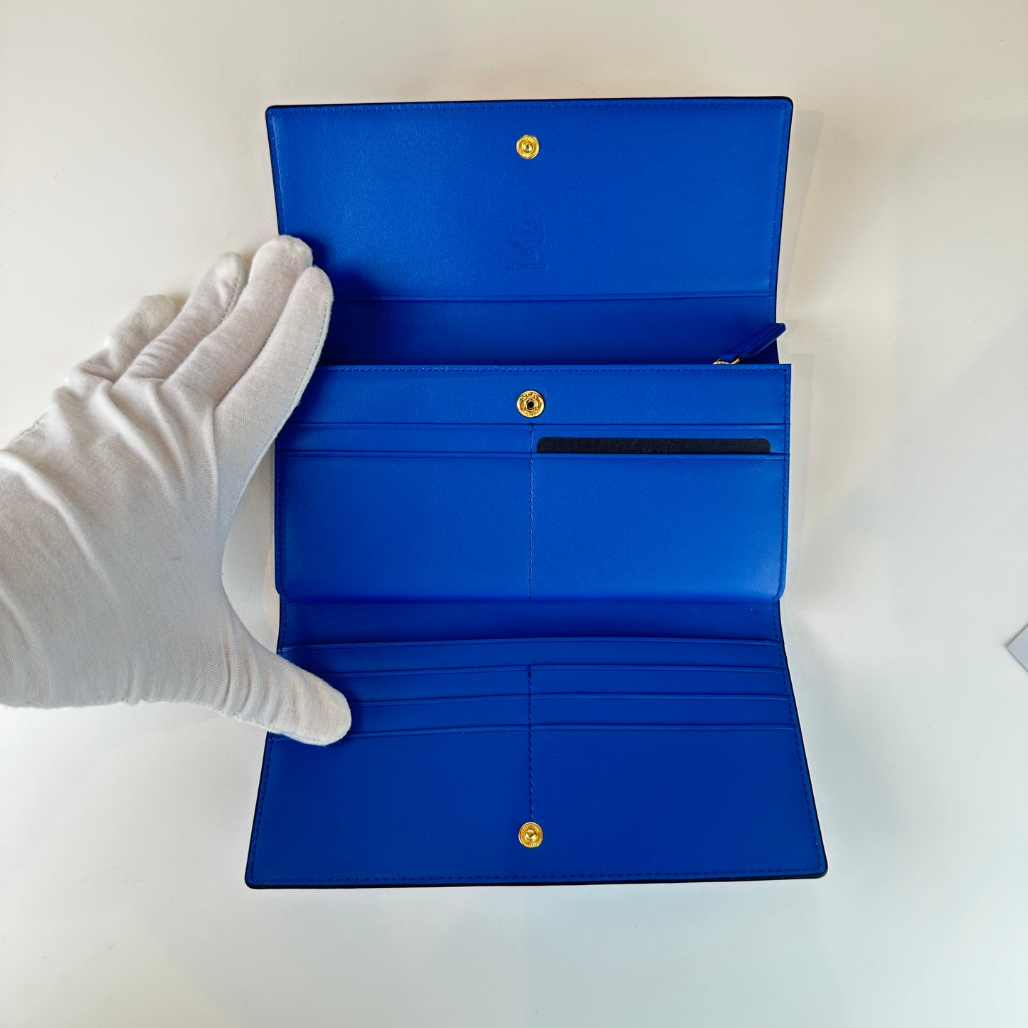 MCM Blue Cow Leather Long wallet