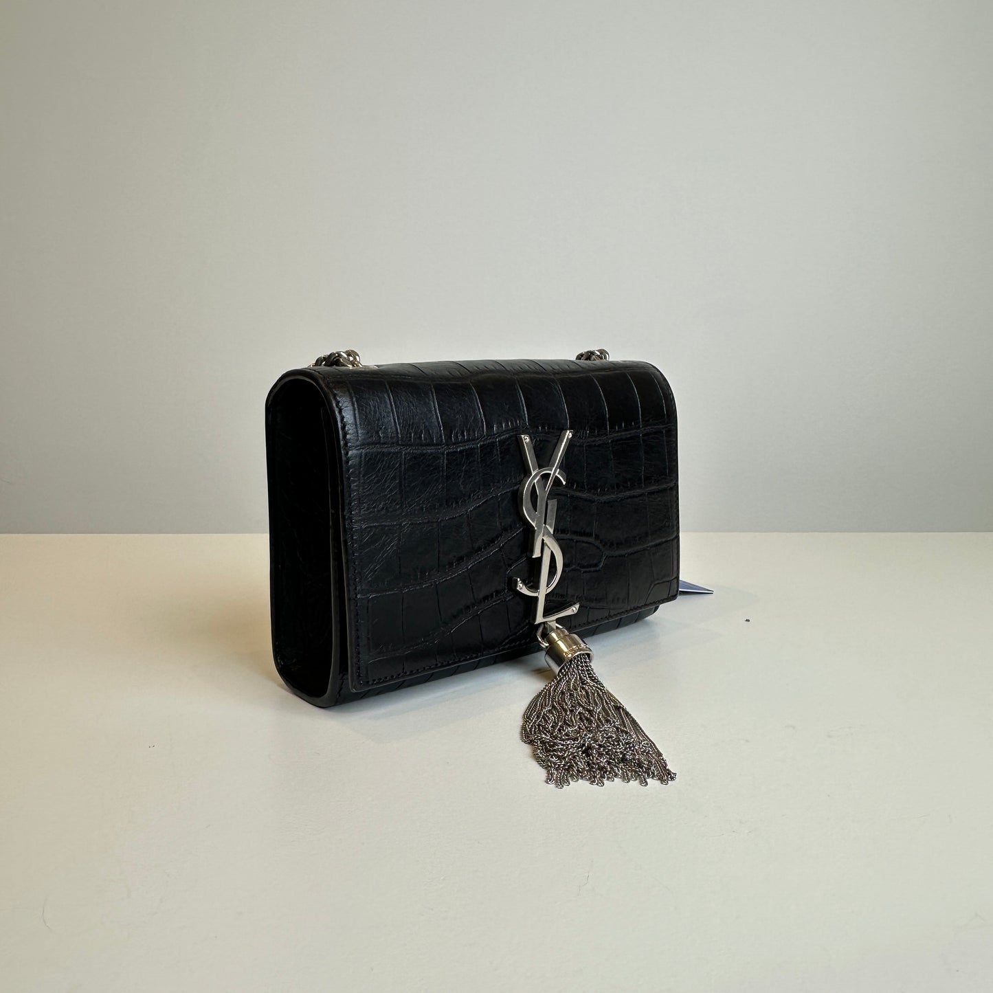 YSL Black Crocodile Embossing KATE bag