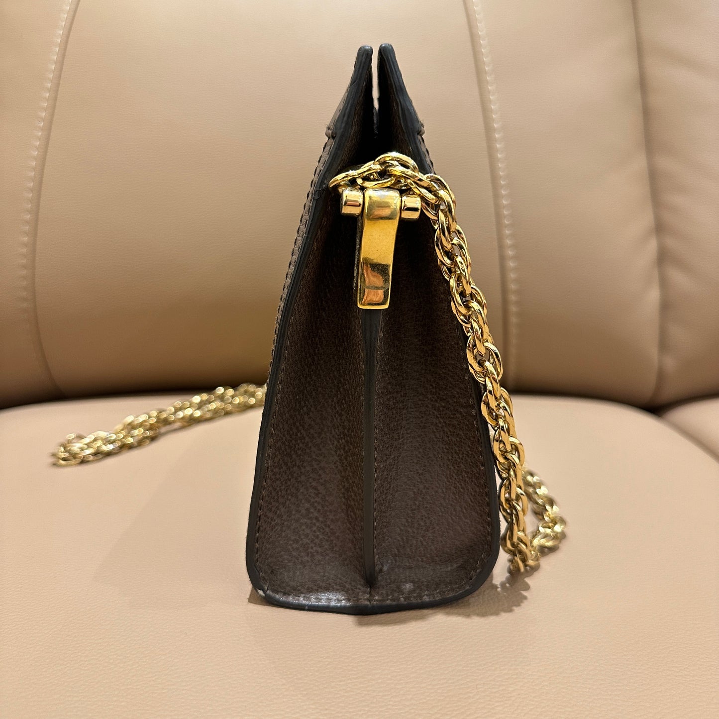 Gucci Ophidia Gold GG Logo Chain Strap Bag
