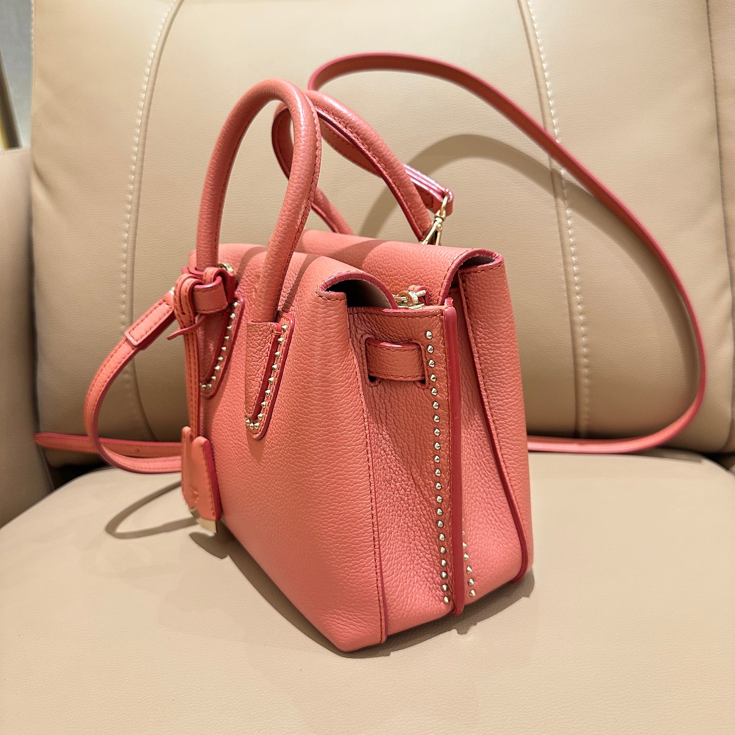 MCM Red Bean Pink Leather Bag