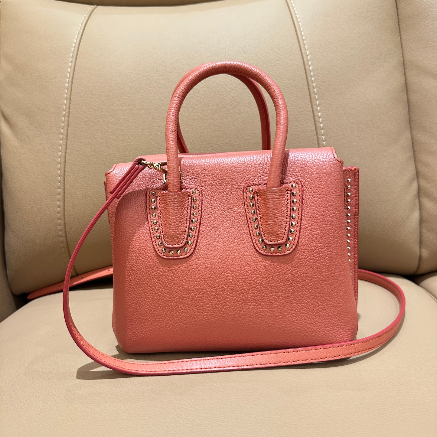 MCM Red Bean Pink Leather Bag