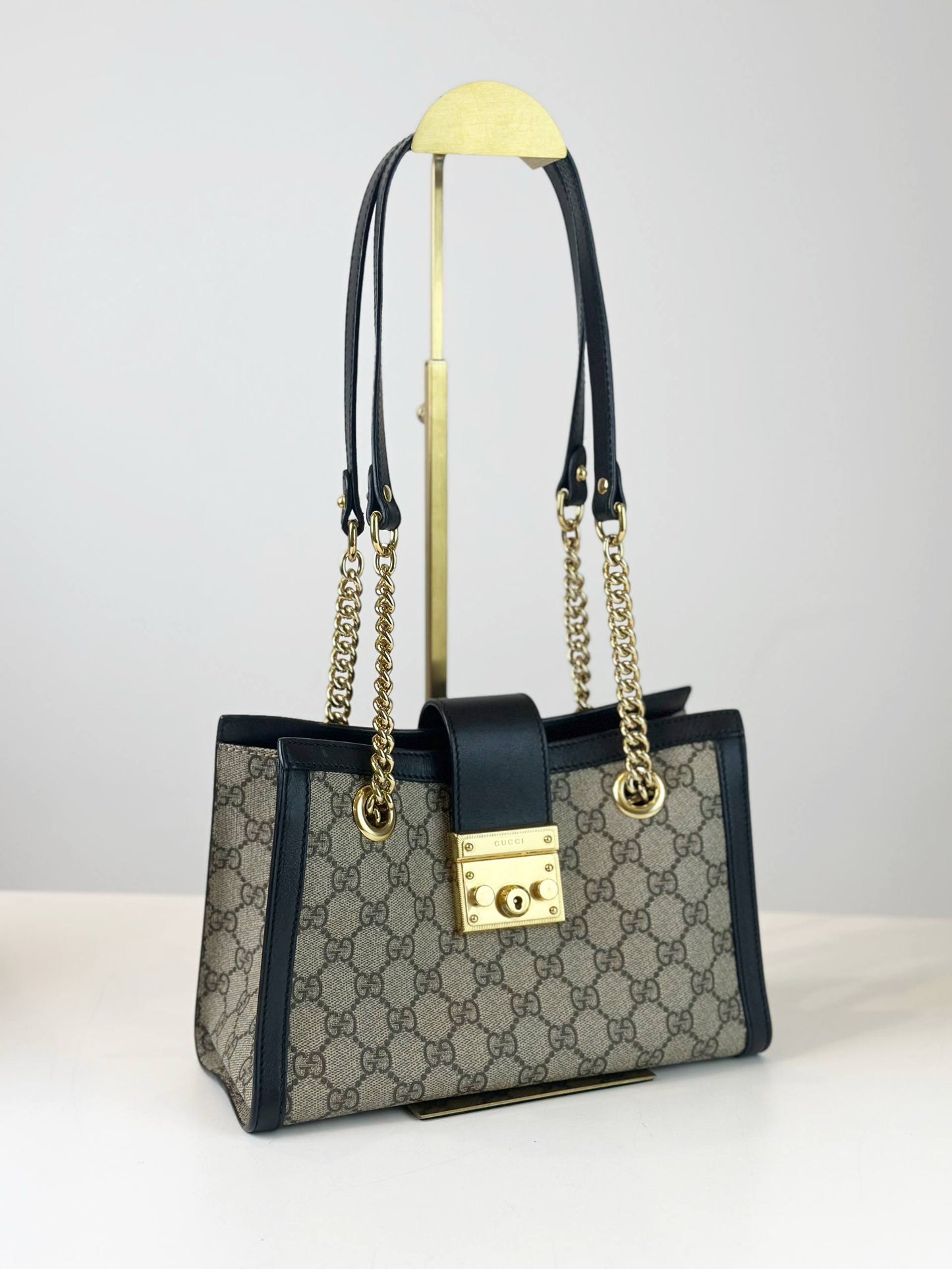 GUCCI GG SUPREME CANVAS PADLOCK SHOULDER BAG