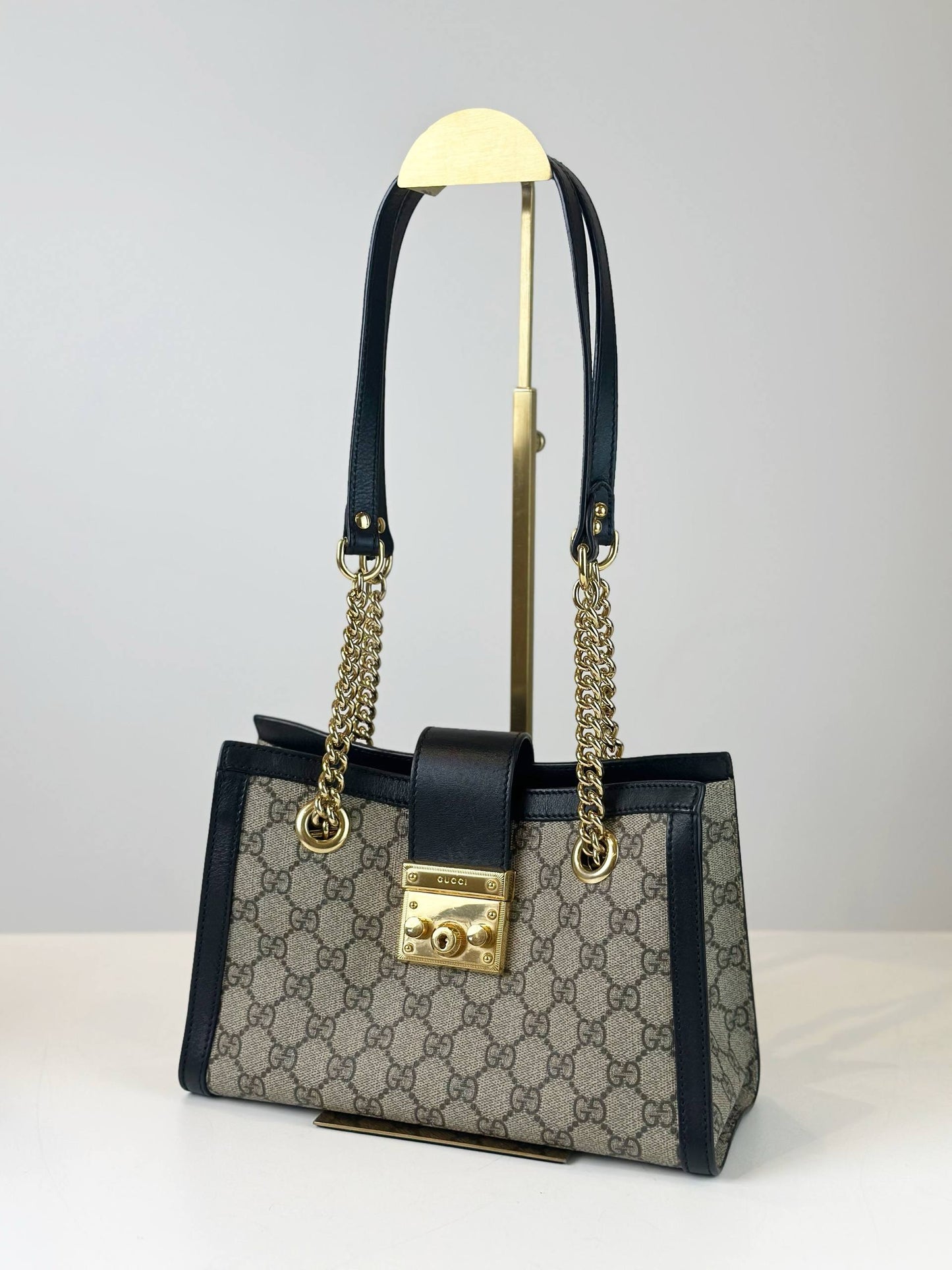 GUCCI GG SUPREME CANVAS PADLOCK SHOULDER BAG