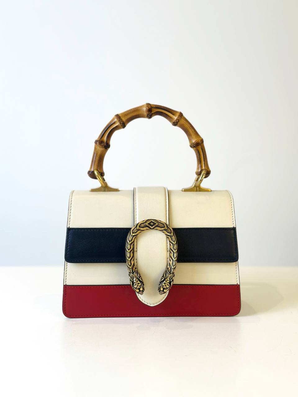 GUCCI TRICOLOR LEATHER MEDIUM DIONYSUS BAMBOO TOP HANDLE BAG