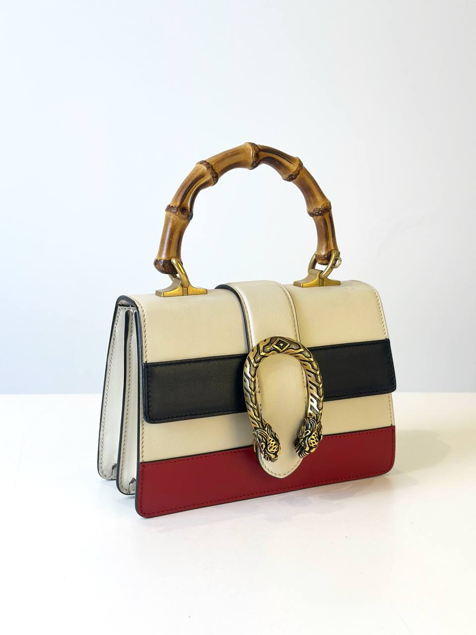 GUCCI TRICOLOR LEATHER MEDIUM DIONYSUS BAMBOO TOP HANDLE BAG