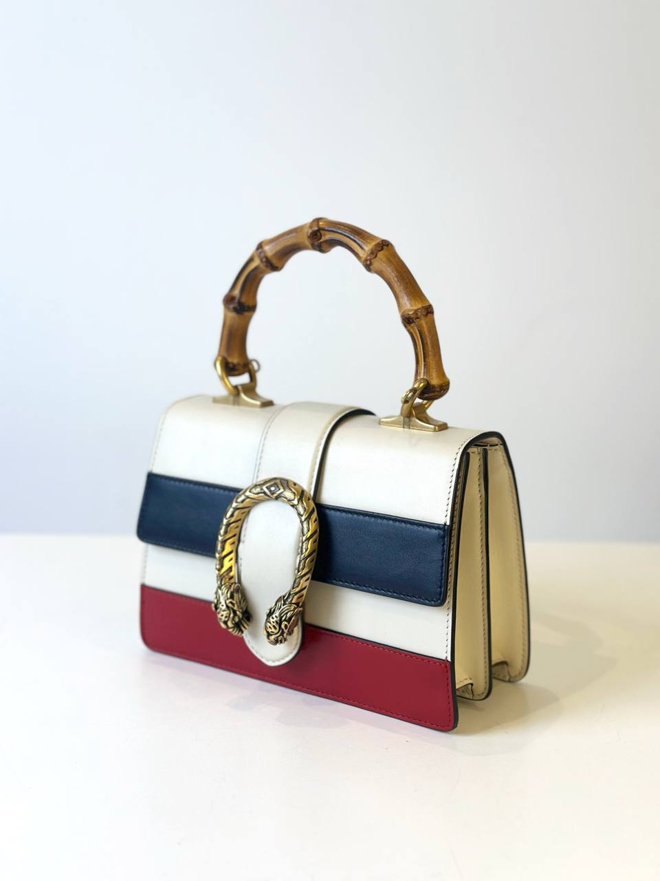GUCCI TRICOLOR LEATHER MEDIUM DIONYSUS BAMBOO TOP HANDLE BAG