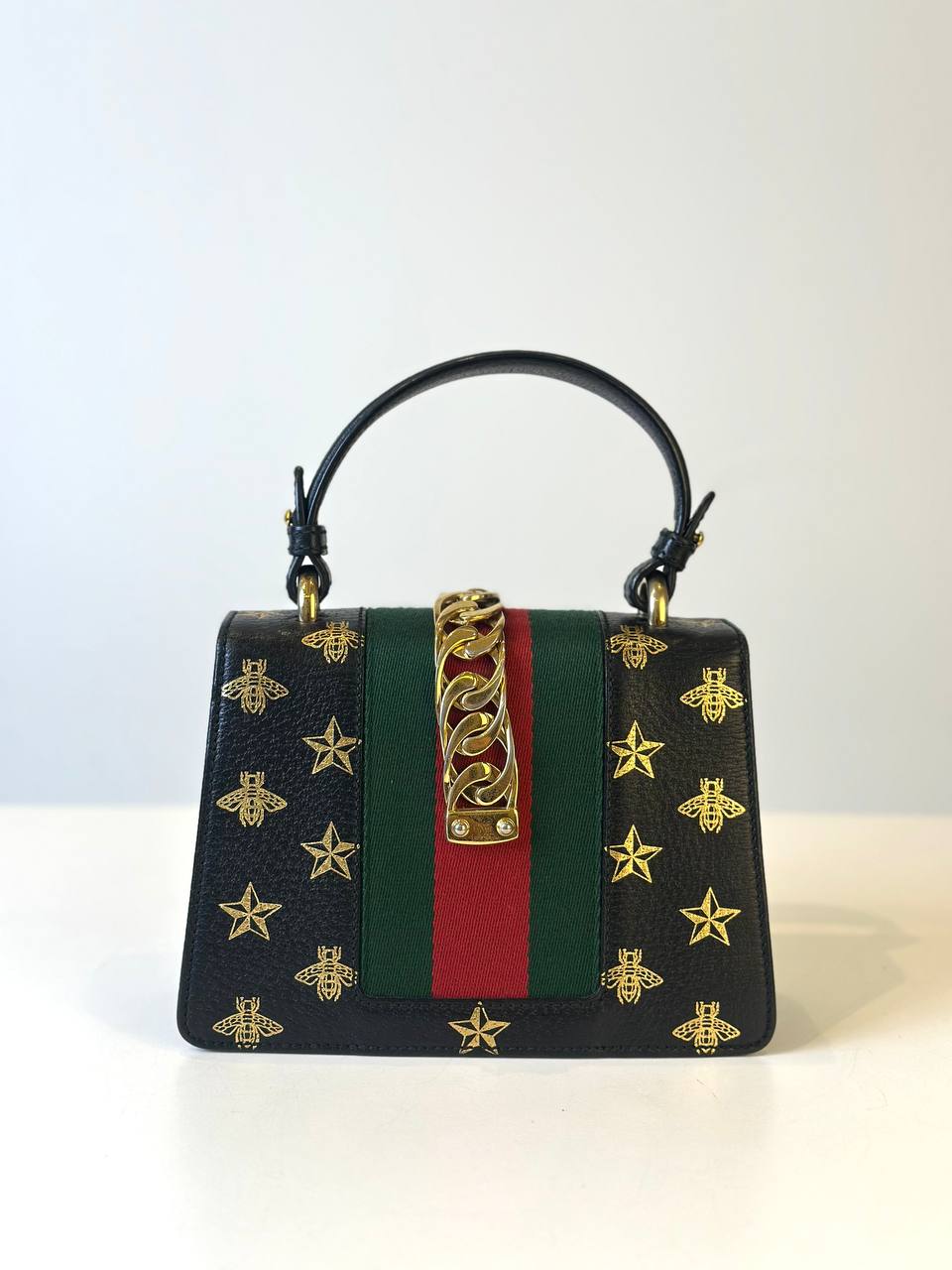GUCCI WEB SHERRY LINE SYLVIE HANDBAG LEATHER BLACK RED GREEN