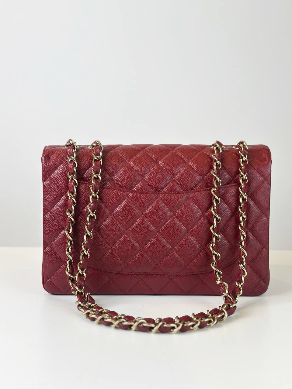 CHANEL CLASSIC FLAP RED CAVIAR JUMBO SHOULDER BAG GHW