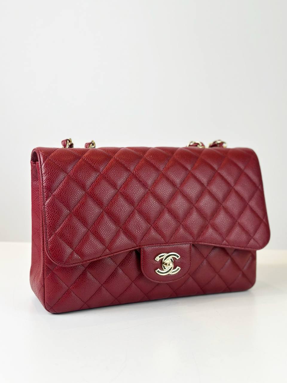 CHANEL CLASSIC FLAP RED CAVIAR JUMBO SHOULDER BAG GHW