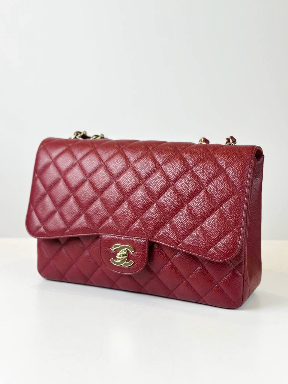 CHANEL CLASSIC FLAP RED CAVIAR JUMBO SHOULDER BAG GHW