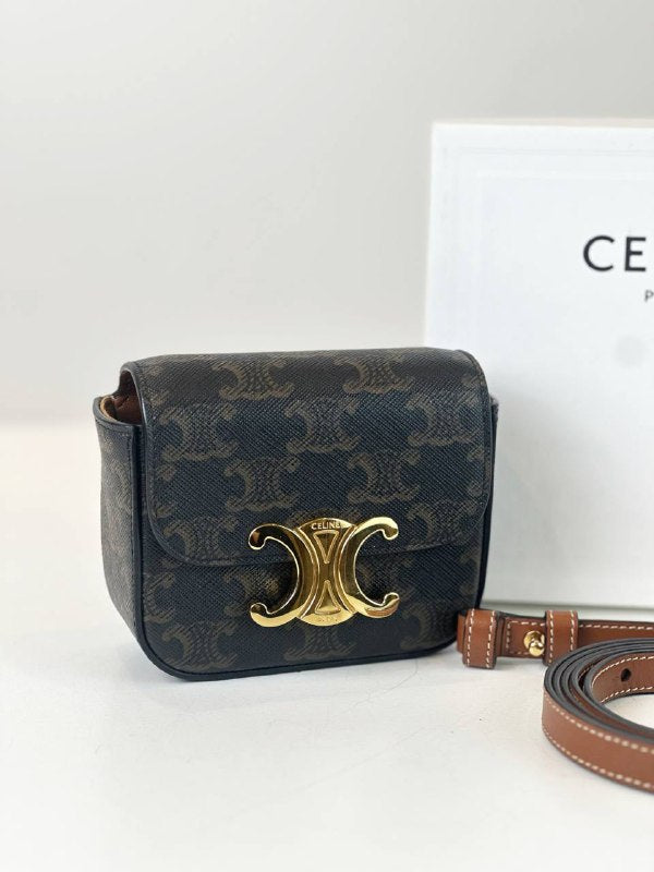 CELINE MINI TRIOMPHE 2 WAY CROSSBODY / BELT BAG FULL SET