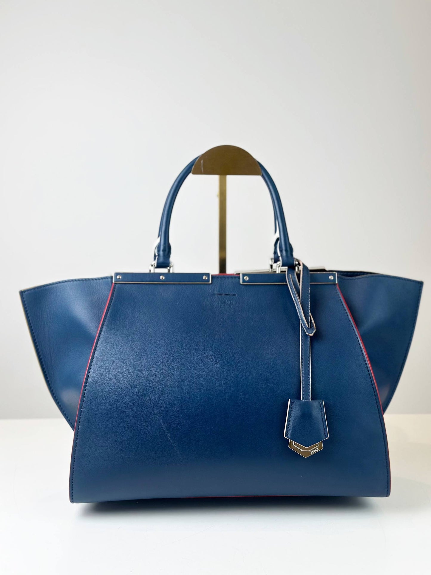 FENDI 3JOURS NAVY BLUE LEATHER HANDBAG