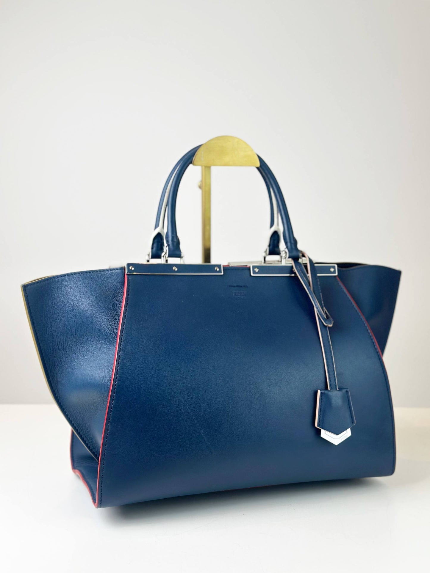 FENDI 3JOURS NAVY BLUE LEATHER HANDBAG