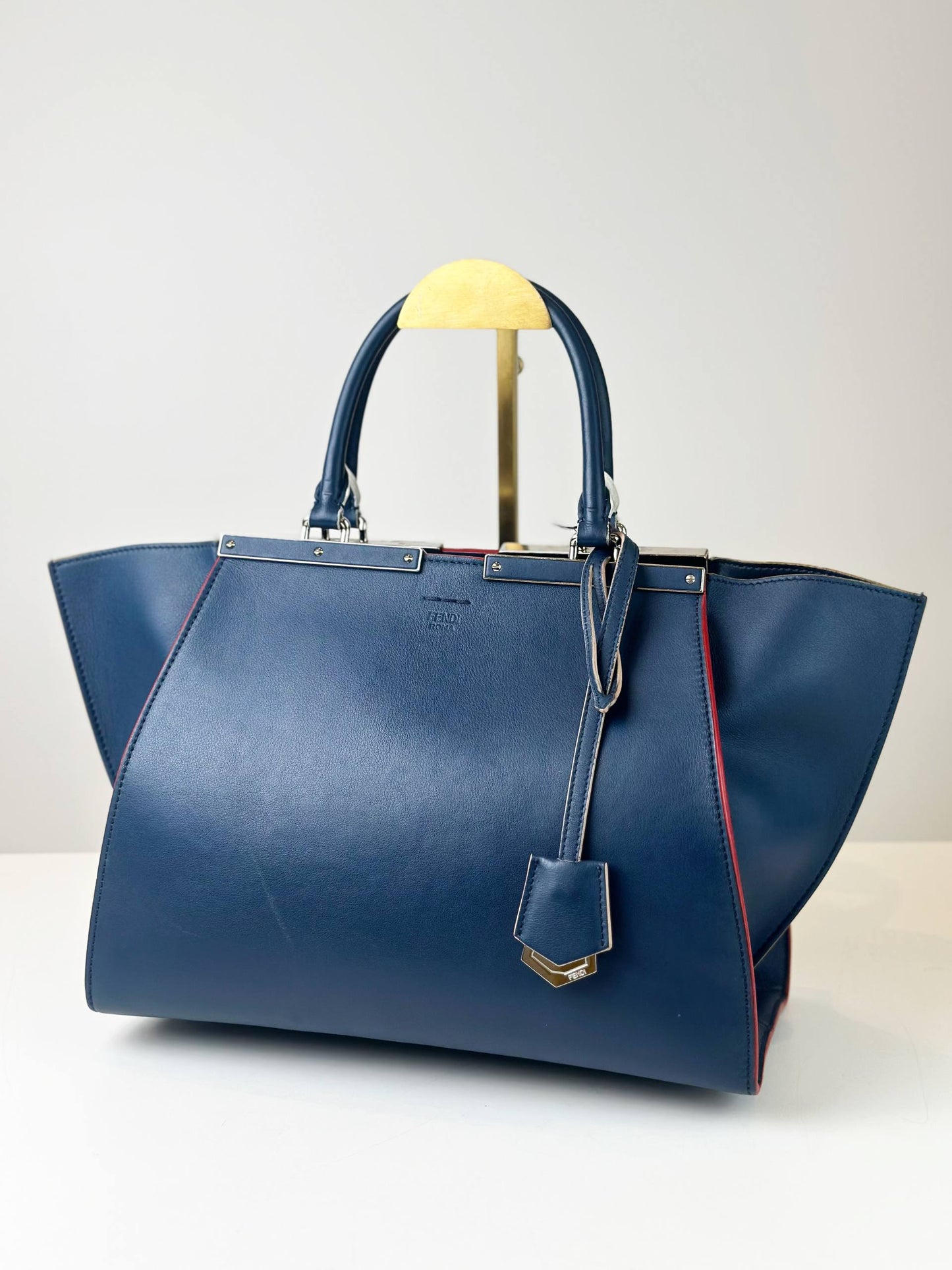 FENDI 3JOURS NAVY BLUE LEATHER HANDBAG