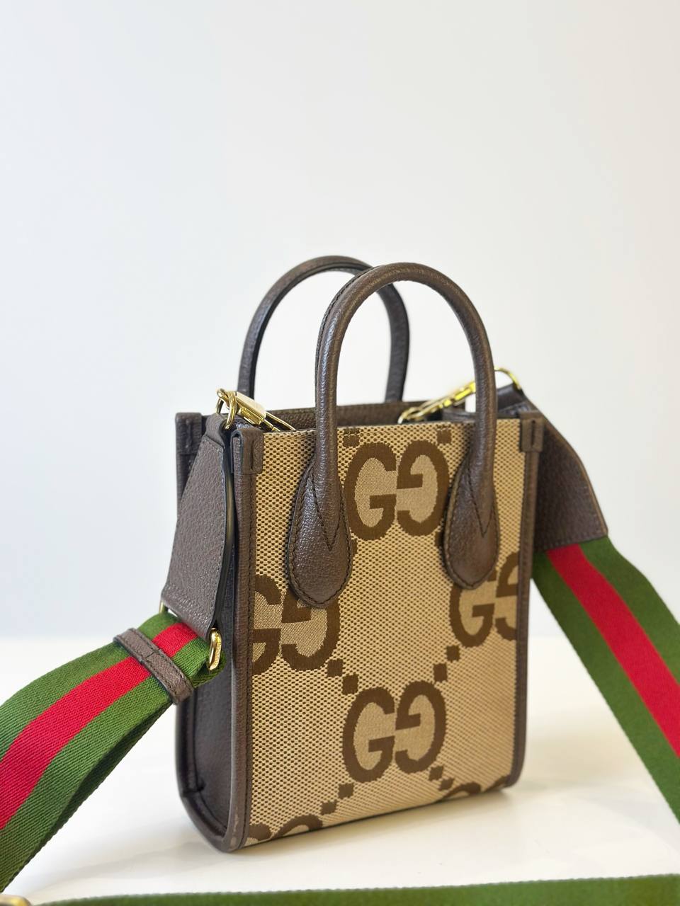 GUCCI VERTICAL TOTE BAG JUMBO GG CANVAS MINI