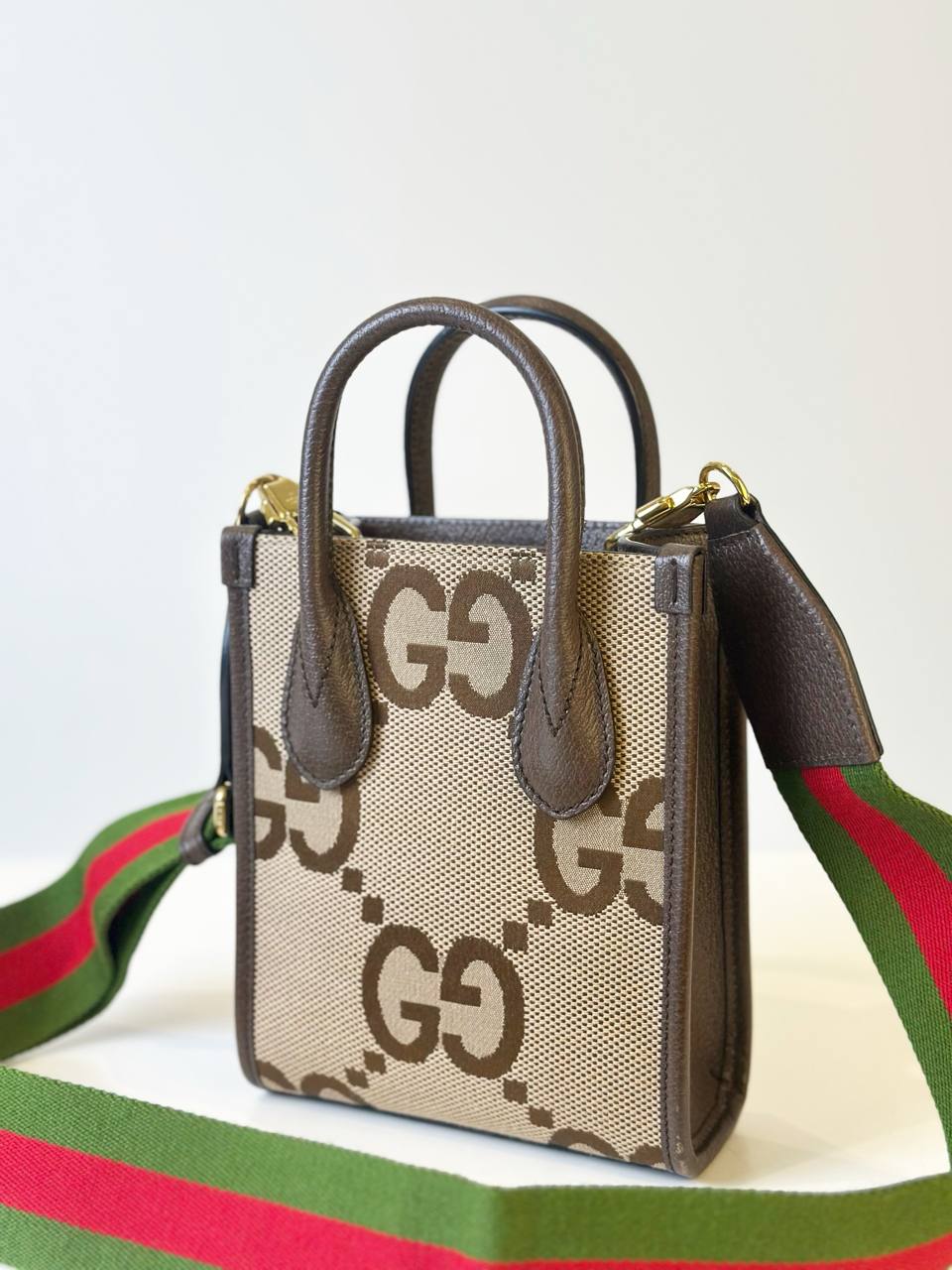 GUCCI VERTICAL TOTE BAG JUMBO GG CANVAS MINI