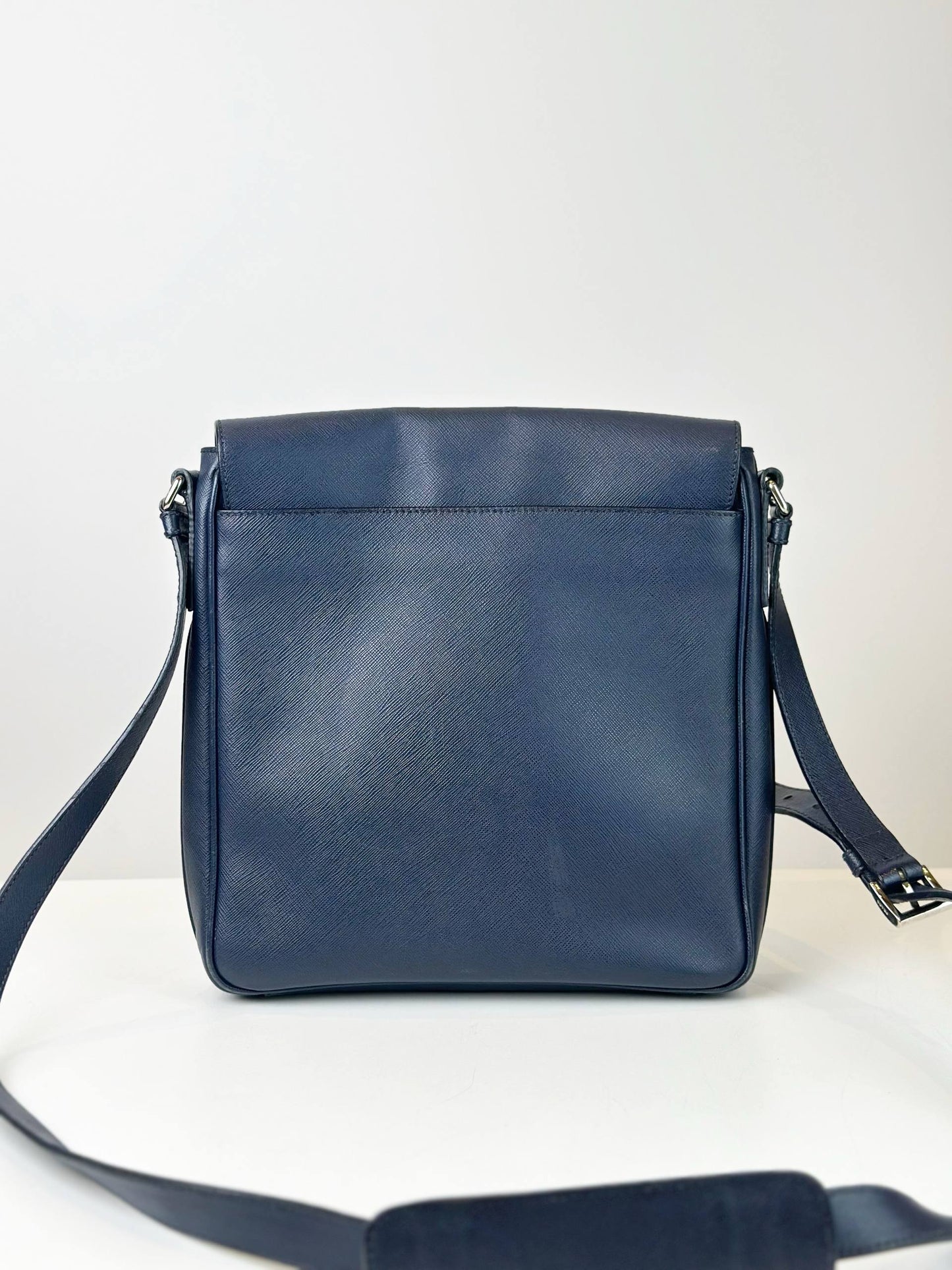 PRADA SAFFIANO LEATHER NAVY BLUE MESSENGER BAG