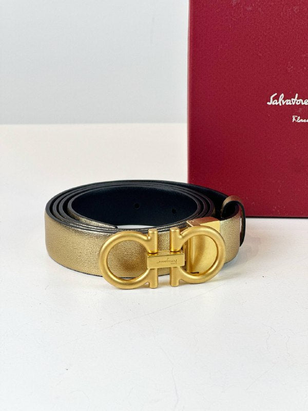 SALVATORE FERRAGAMO GOLD BELT FULL SET