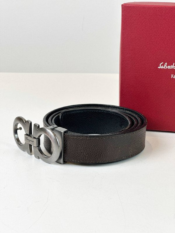 SALVATORE FERRAGAMO DARK BROWN BELT