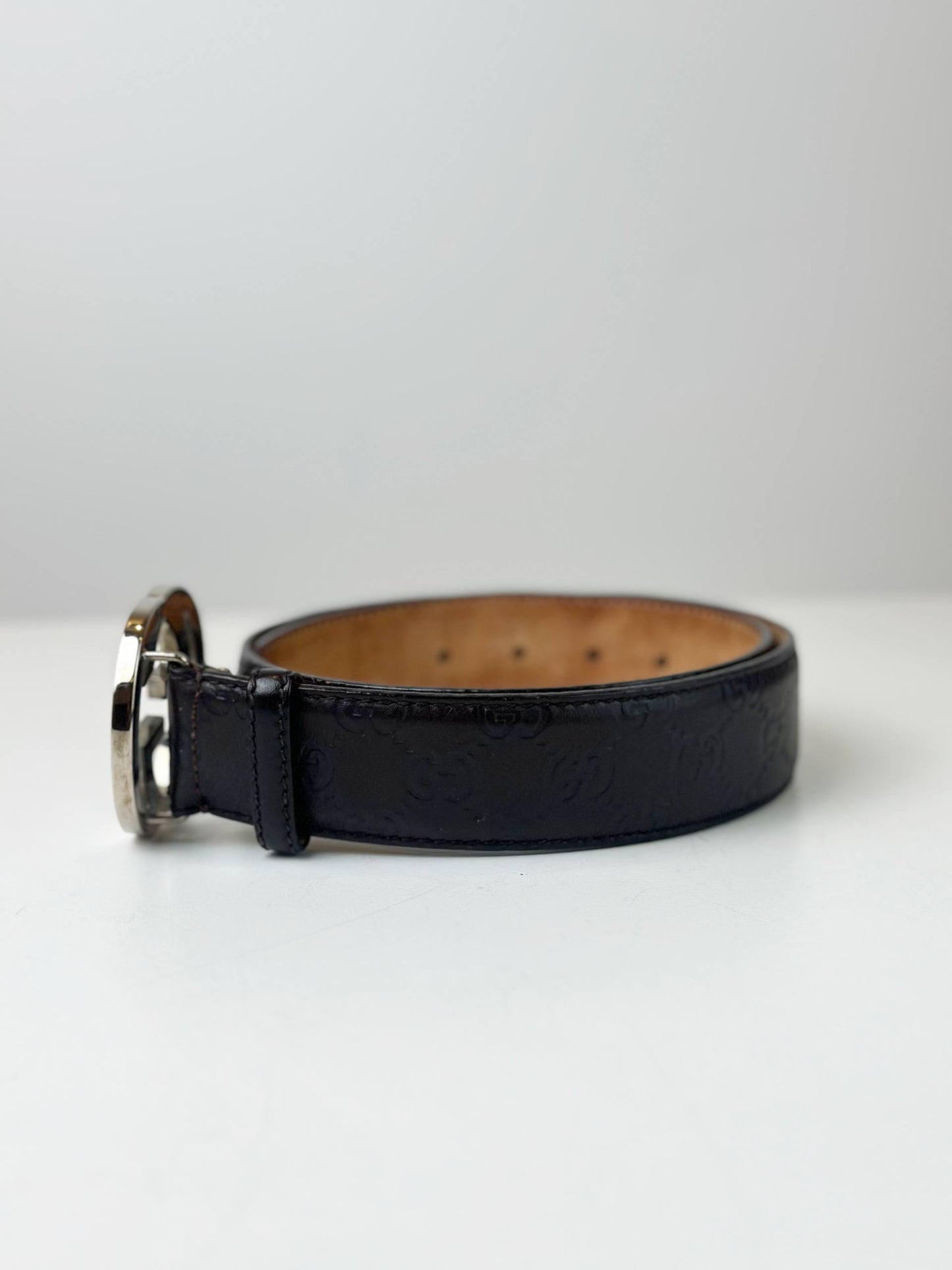 GUCCI GUCCISSIMA INTERLOCKING G BROWN BELT