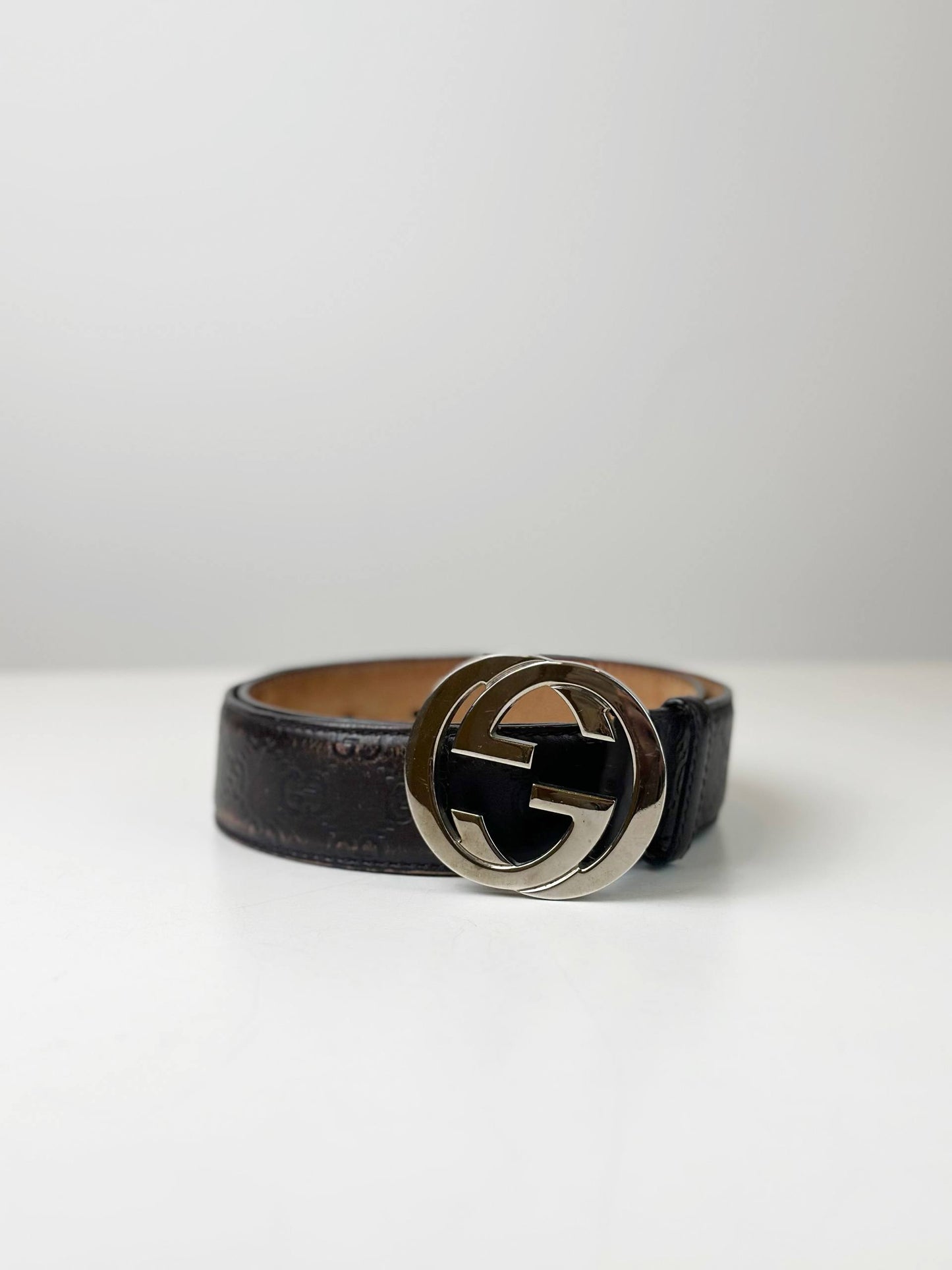 GUCCI GUCCISSIMA INTERLOCKING G BROWN BELT