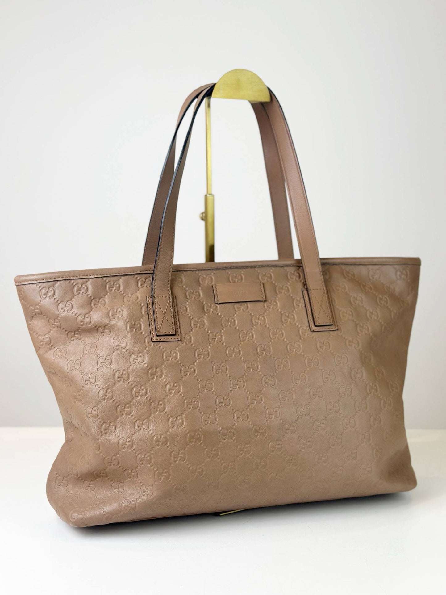 GUCCI GUCCISSIMA BROWN LEATHER TOTE BAG