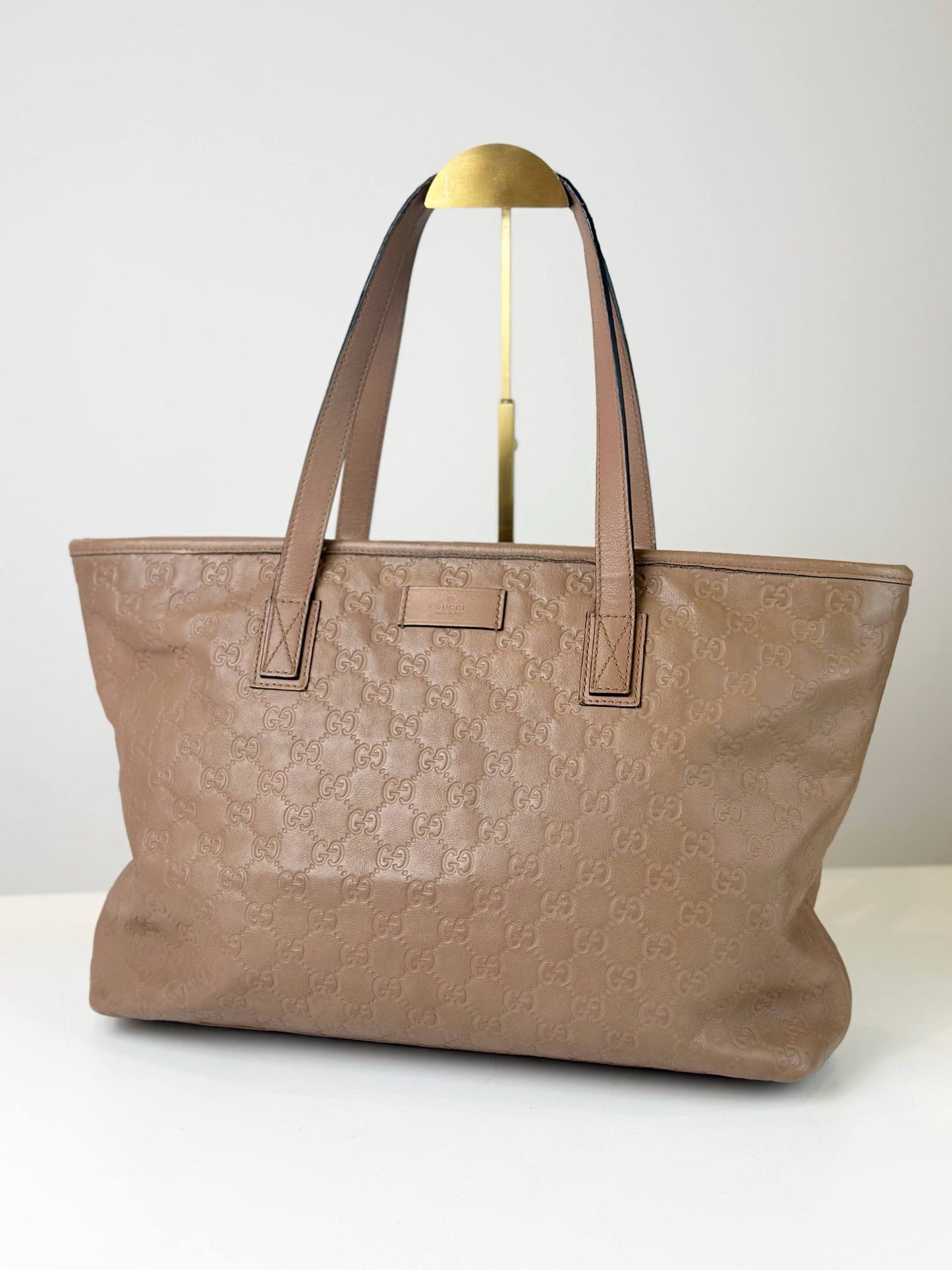 GUCCI GUCCISSIMA BROWN LEATHER TOTE BAG