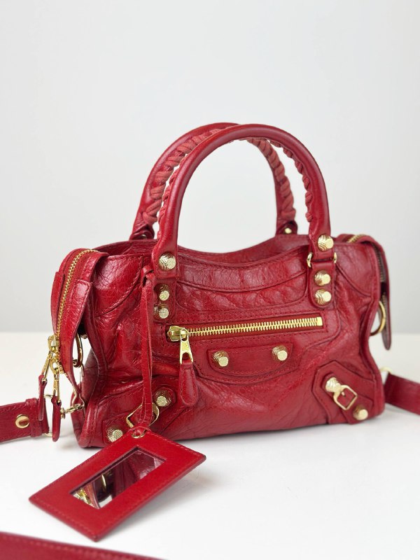 BALENCIAGA MINI CITY RED CROSSBODY BAG GHW