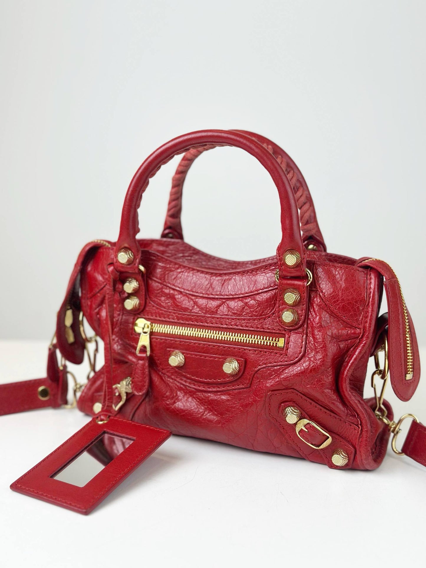 BALENCIAGA MINI CITY RED CROSSBODY BAG GHW
