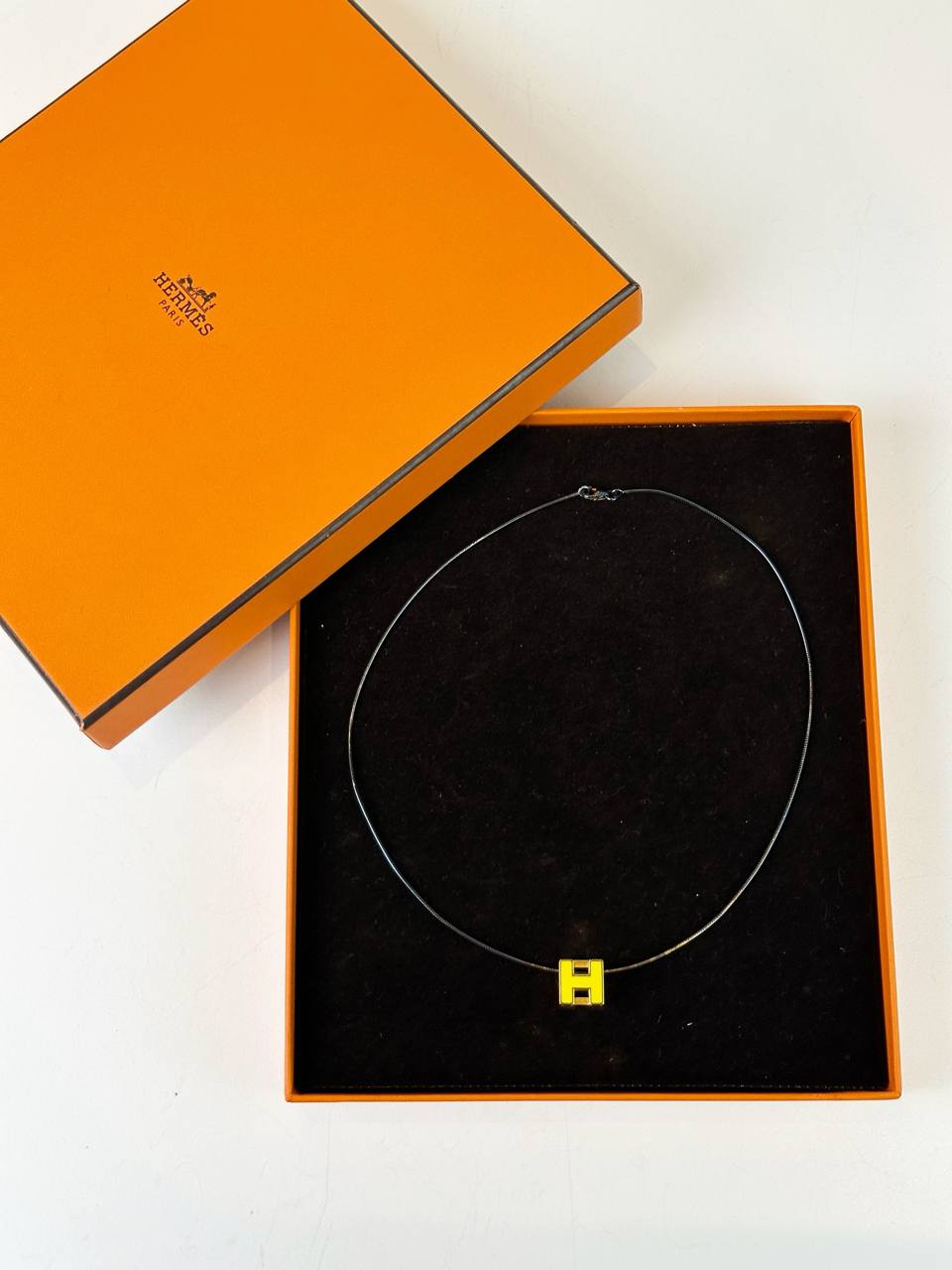 HERMES CAGE D'H YELLOW NECKLACE