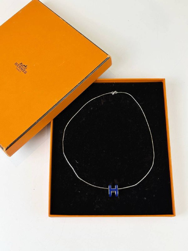 HERMES POP H PENDANT BLUE NECKLACE