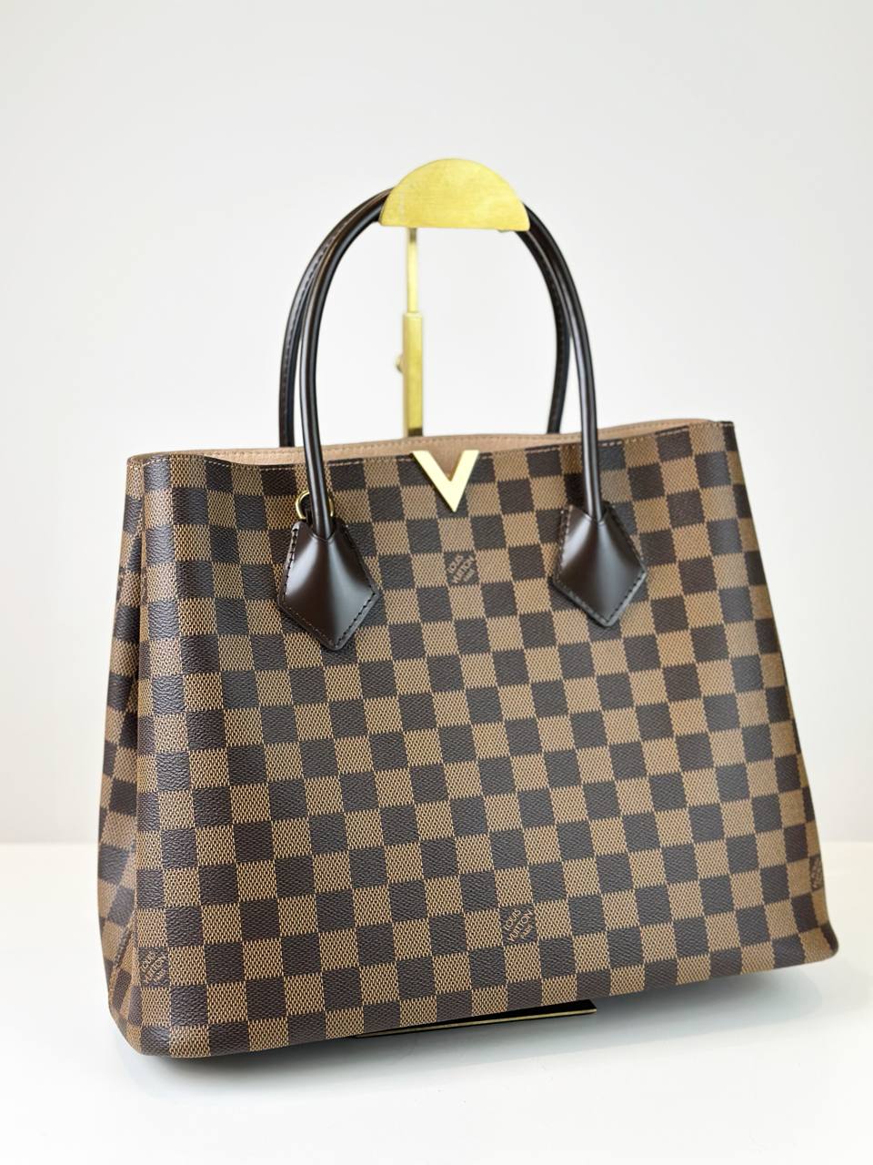 LOUIS VUITTON KENSINGTON DAMIER EBENE TOTE BAG WITH STRAP