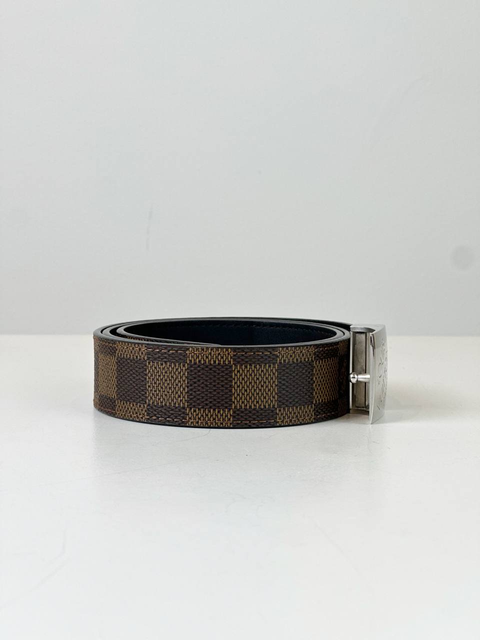 LOUIS VUITTON REVERSIBLE SILVER BUCKLE DAMIER EBENE BELT