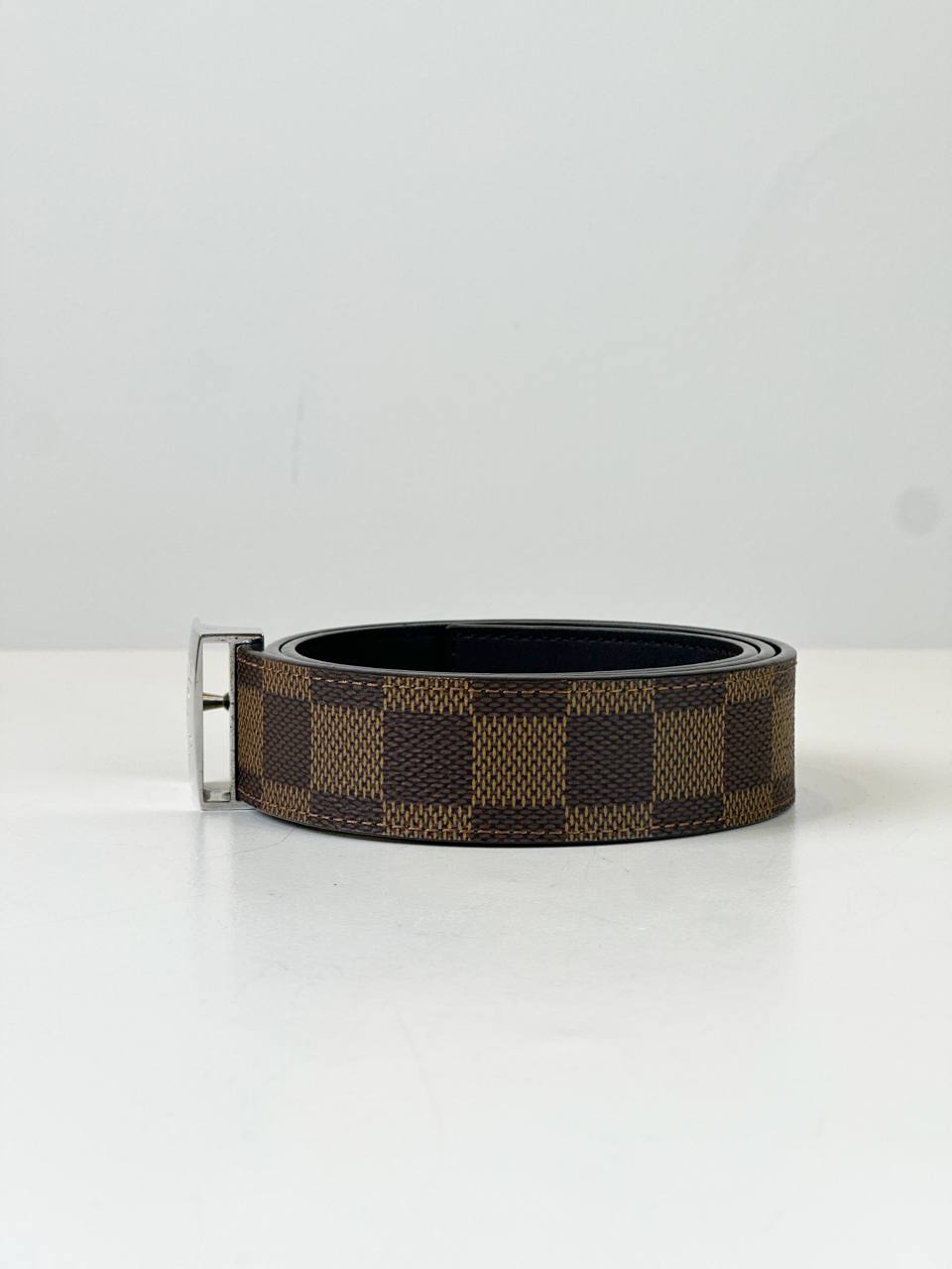 LOUIS VUITTON REVERSIBLE SILVER BUCKLE DAMIER EBENE BELT