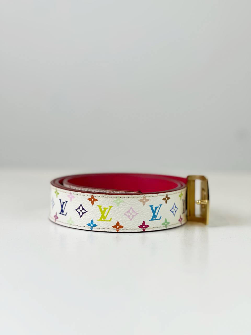 LOUIS VUITTON WHITE MULTICOLOR REVERSIBLE BELT