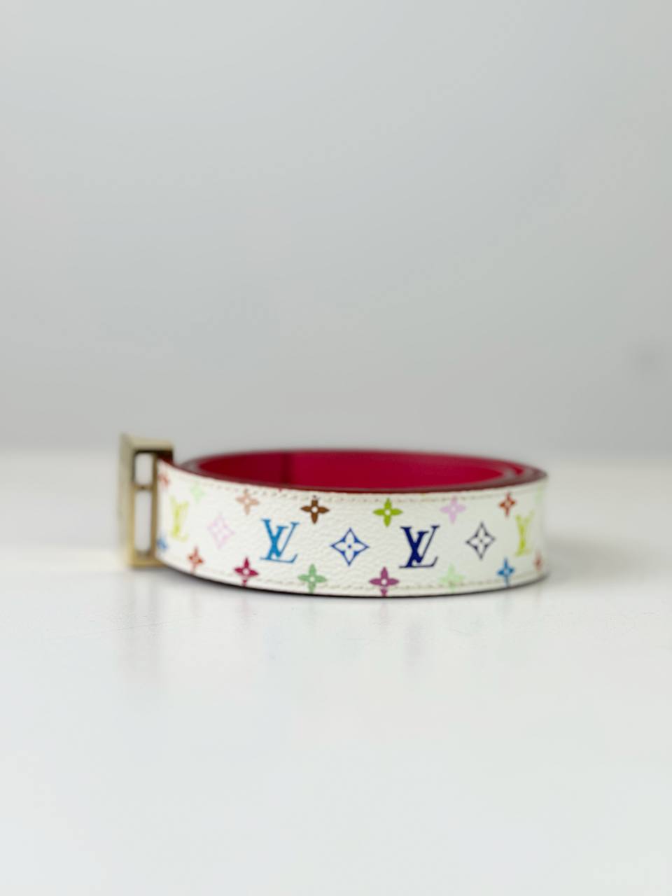 LOUIS VUITTON WHITE MULTICOLOR REVERSIBLE BELT