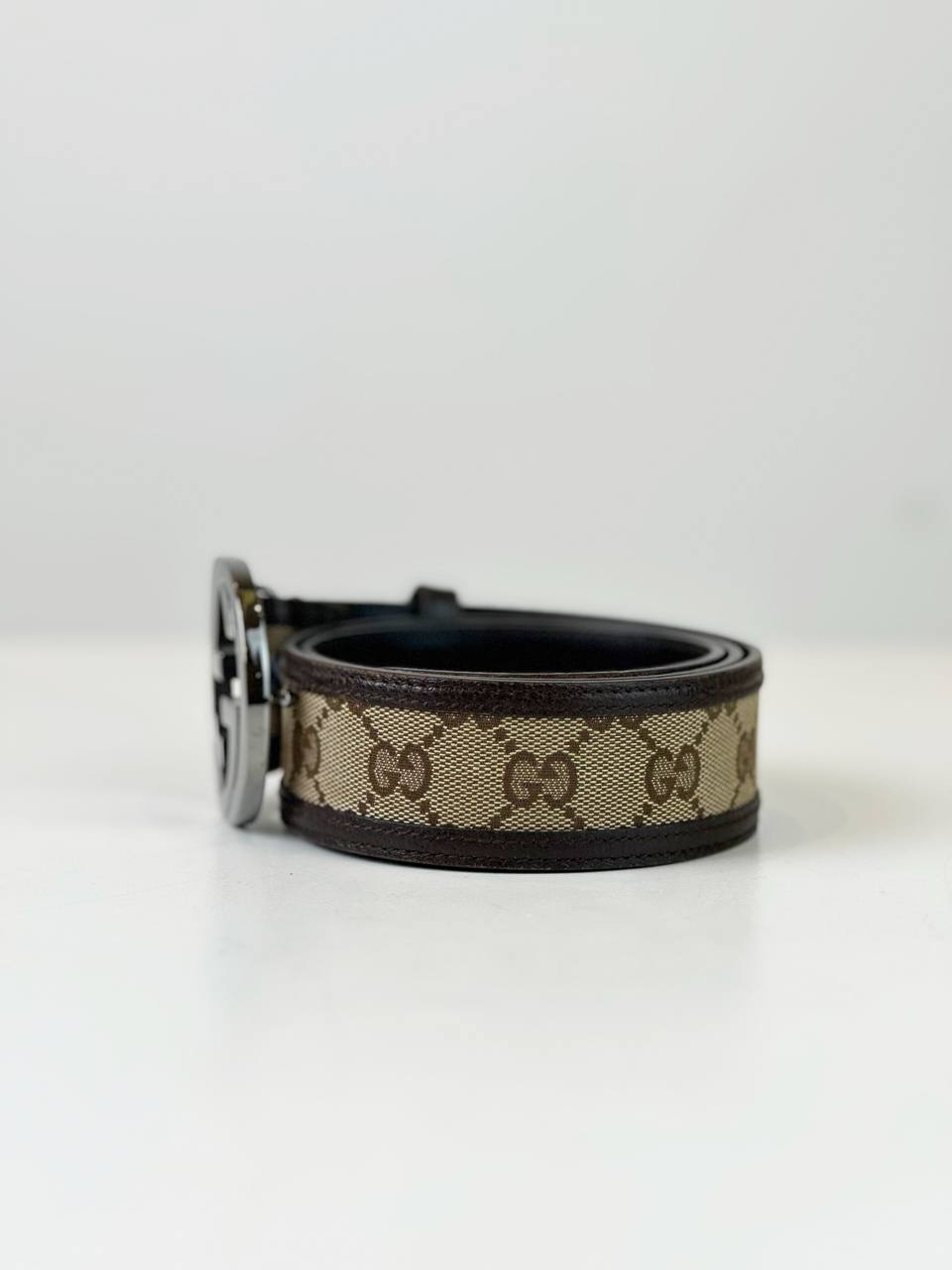 GUCCI GG CANVAS INTERLOCKING BROWN BELT