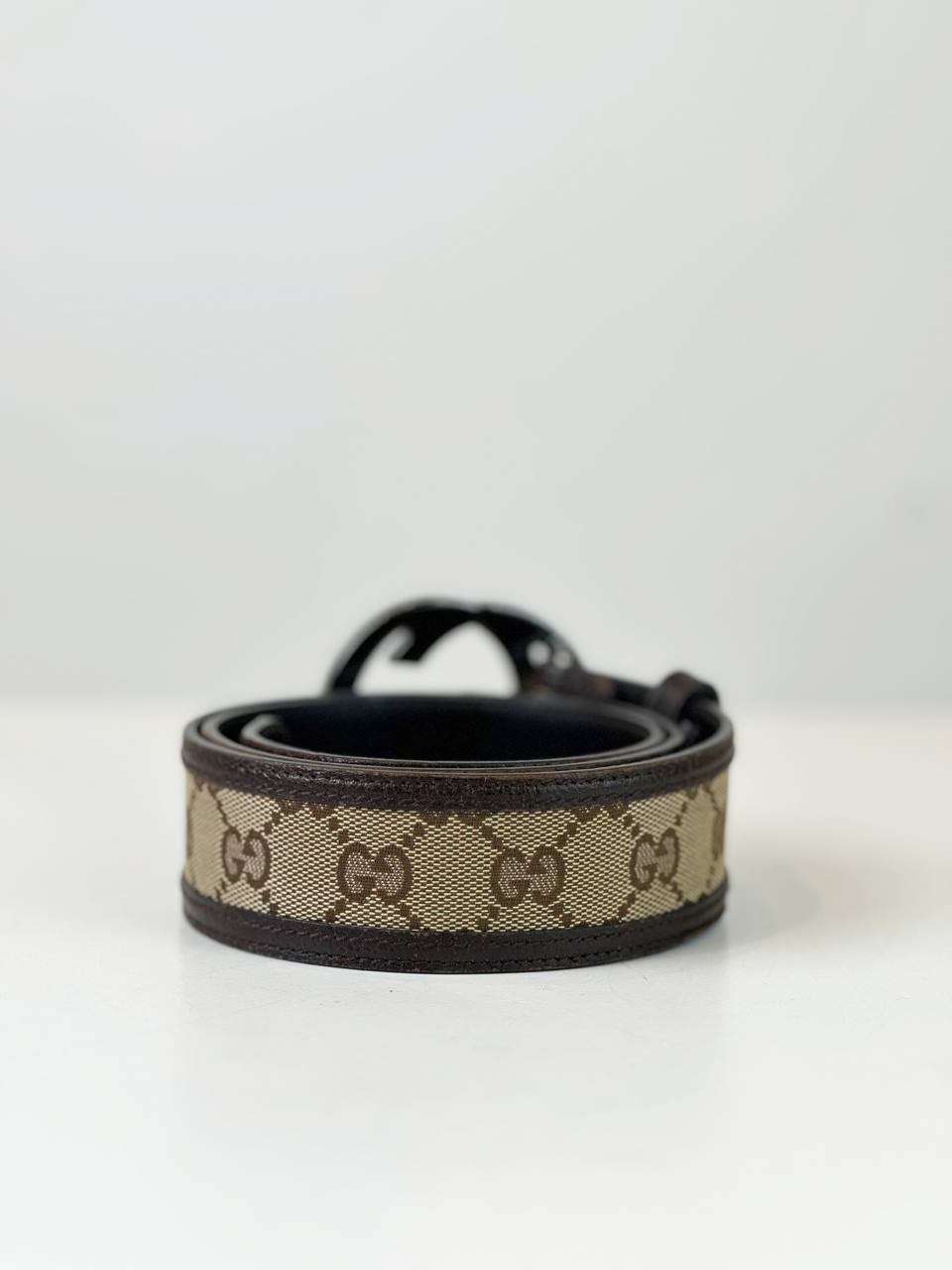 GUCCI GG CANVAS INTERLOCKING BROWN BELT