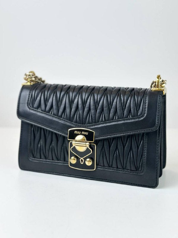 MIU MIU MATELASSE CHAIN LEATHER RED SHOULDER BAG